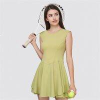 Women Slim Fit Tennis Dress Sleeveless Quick Dry Breathable Workout Training Dress