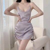 Hot backless pajamas women summer pure silk condole to v-neck suit undertakes cultivate ones morality split ice