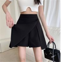 PU Leather Short Skirt Women Black Sexy Split Slim High Waisted A-line Mini Skirts Female Shorts Vintage Harajuku Streetwear