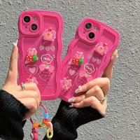 เคส Realme C55 C53 C35 C33 C21Y C25Y C12 C25S C11เคสโทรศัพท์3D C3 C2 C20 9i 10 5 5 5S Narzo C15ไพร์ม C25มีริ้วสีแดงน่ารักสตรอเบอร์รี่หมีซิลิโคน