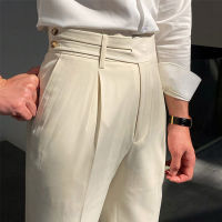 Fitness Tapered Dress Men Pants Basic Office Pure Mens Suit Pants