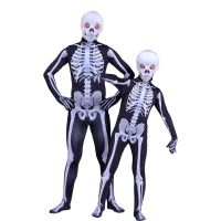 Halloween Skeleton Costume Parent-Child Cosplay Clothes Terror Masquerade Party Onesies Adult Kids Black Tight Bodysuit Zentai