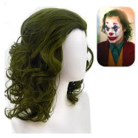 Gres clown joker men green wavy synthetic wigs movie joker cosplay Mens Costume Wig for halloween party High Temperature Fiber dn