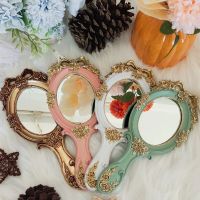 Rectangle Hand Hold Cosmetic Mirror with Handle Makeup Mirror Cute Creative Wooden Vintage Hand Mirrors  Makeup Espelho 1Pc Mirrors