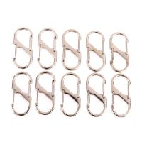 ✟■ 10pcs Stainless Steel S Type Carabiner With Lock Mini Keychain Hook Anti-Theft Outdoor Camping Backpack Buckle Key-Lock Tool