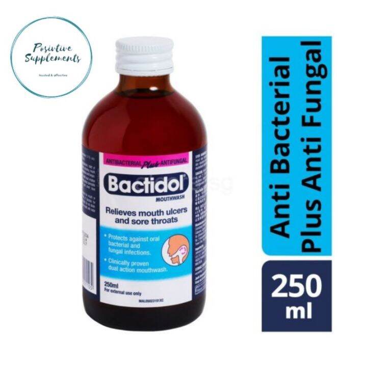 BACTIDOL MOUTHWASH 250ML MOUTH ULCER & SORE THROAT Lazada