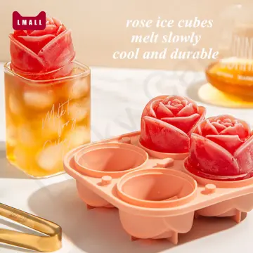 4 Cavity Rose Ice Cube Tray Cocktail Drinks Highball Dessert
