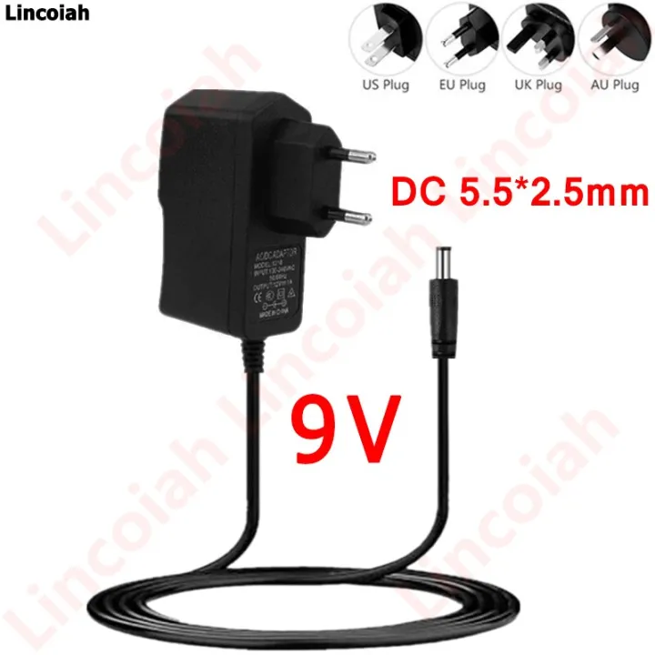 DC 9V 1A Converter Adapter AC 100V-240V Power Supply 5.5mm x 2.1/2.5mm ...