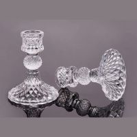 Glass Taper Candle Holder Decorative Candlestick Holder, Modern Crystal Candelabra Pillar Glass Candle Stand Candlehold