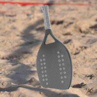 Full Beach Tennis Paddle Racket Racquet with EVA Memory Foam Core Grit Face Holes Carbon Fiber Black Gift for Game Sport Beginner Women Play