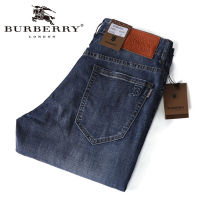 【 Stock】Original Burberrys 2021ฤดูใบไม้ผลิและฤดูร้อนกางเกงยีนส์ Thin Men Cotton Slim Elastic คุณภาพสูงแฟชั่นกางเกงผู้ชายสไตล์คลาสสิกกางเกงยีนส์ Denim กางเกง