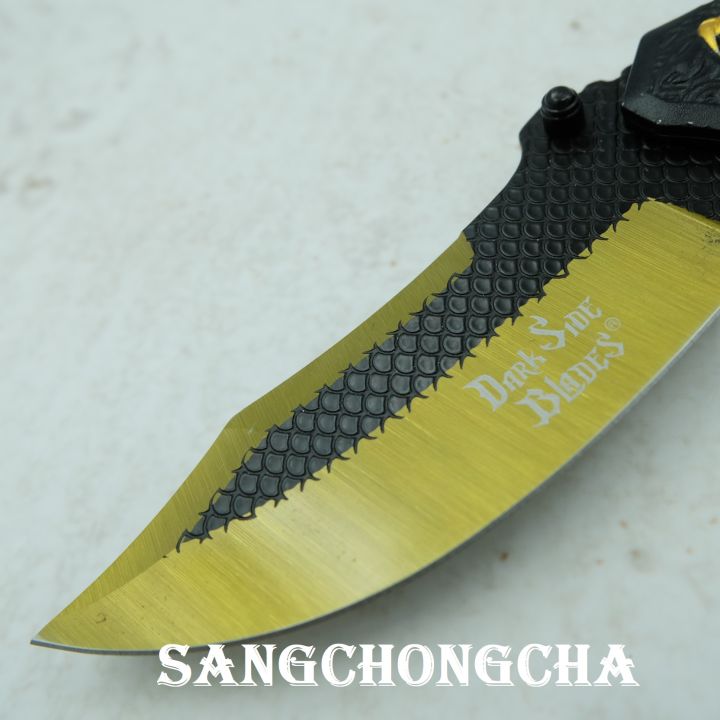 sangchongcha-ds01-gold-มีดพับ-มีดพกพา-มีดพกเดินป่า-มีดเดินป่า-มีดพับทหาร-มีดป้องกันตัว-มีดติดรถ-มีดแคมป์ปิ้ง-มีดสวยงาม-มีดทหาร-440c-ยาว22-86ซม-อุปกรณ์เดินป่า-มีดสะสม-ด้ามอะลูมีเนียมเพ้นท์สีทอง-เหมาะสำ