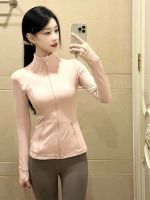 Pink yoga fitness sports sunscreen jacket womens summer pure desire stand collar zipper short waist slimming top