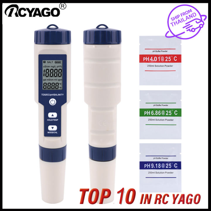 rcyagoพืชสวน5-in1-ph-meter-amp-เครื่องวัดสารละลายph-tds-ec-ความเค็ม-อุณหภูมิวัดคุณภาพน้ำปากกา