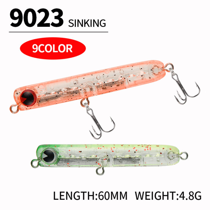 60mm 4.8g sinking fishing lure sharp double treble hooks pencil