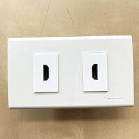 Wall Plate 2 HDMI พร้อมหัวต่อแบบงอ 90 องศา socket panasonic 2 ช่อง สำหรับต่อพ่วงสาย HDMI