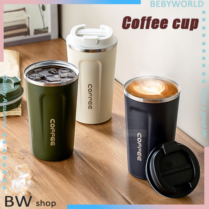 New Double-layer Vacuum Stainless Steel Portable Coffee Cup Simple Car  Mounted Men's and Women's High-value Handy Thermos Cup