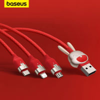 Baseus สายชาร์จเร็ว ลายการ์ตูนราศีจีน (ปีกระต่าย) USB เป็น M+L+C 3.5A 1.2 ม. 3 in 1 dgh