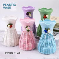 2PCS Plastic Vase Desktop Insert Flowers Artificial Flower Basket Home Decor Mini Flower Pot Home Decoration Accessories