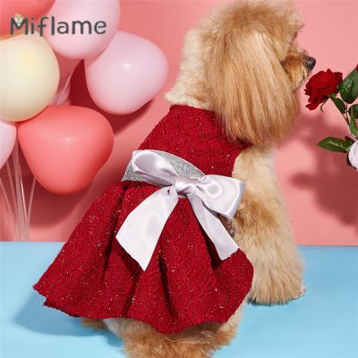 Miflame Red Pet Princess Dress Small Dogs Clothing Puppy Skirt Princess Cat Clothes Teddy French Bulldog Corgi Dress Dresses