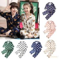 COD DTRUTYUYTUU ◕ω◕Family Kid Casual Polka Dots Silk Long Sleeve Sleepwear