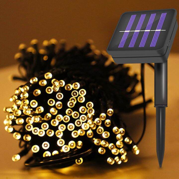 10m,100L LED Solar Powered Waterproof Black Line Wire Christmas Lights