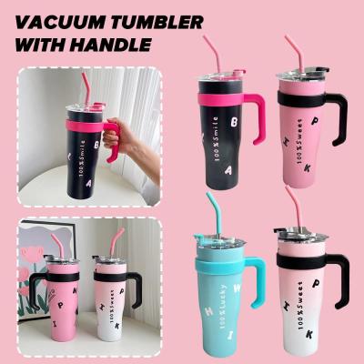 1200ML Blackpink Water Cup Stainless Steel Vacuum Mug Insulated Tumbler With Student Handle Drinking Cup Large-Capacity H0K1