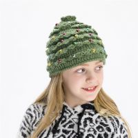 Kids Christmas Hat Winter New Year Gift Children Hats 4-10Y Child High Quality Knitted Hat Cap Warm Green Caps Hats