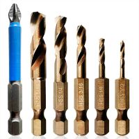 6-Piece Drill Bit Set M35 Cobalt Stubby High Speed Steel for Stainless Steel &amp; Hard Metals for Quick Chucks &amp; Impact Drivers