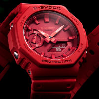 Casio G-Shock นาฬิกาแกนคาร์บอน GA2100-4A สำหรับผู้ชายสายเรซินสีแดง GA-2100-4A