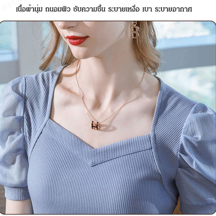 meimingzi-เสื้อยืดขนาดใหญ่สไตล์เฟรนช์สุดเซ็กซี่สำหรับผู้หญิงในฤดูร้อนใหม่