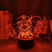 3D LED Night Light Lamparas Genshin Hu Tao Manga Figure Decoration Chambre Anime Atmosphere Acrylic Night Lamps Bedside Gift