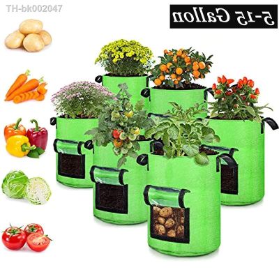 ☸▤☏ 5-15 Gallon Potato Grow Bags Two-Sides Window Garden Planting Bag with Pots Vegetable Grow Bags for Tomato Fruits Flower