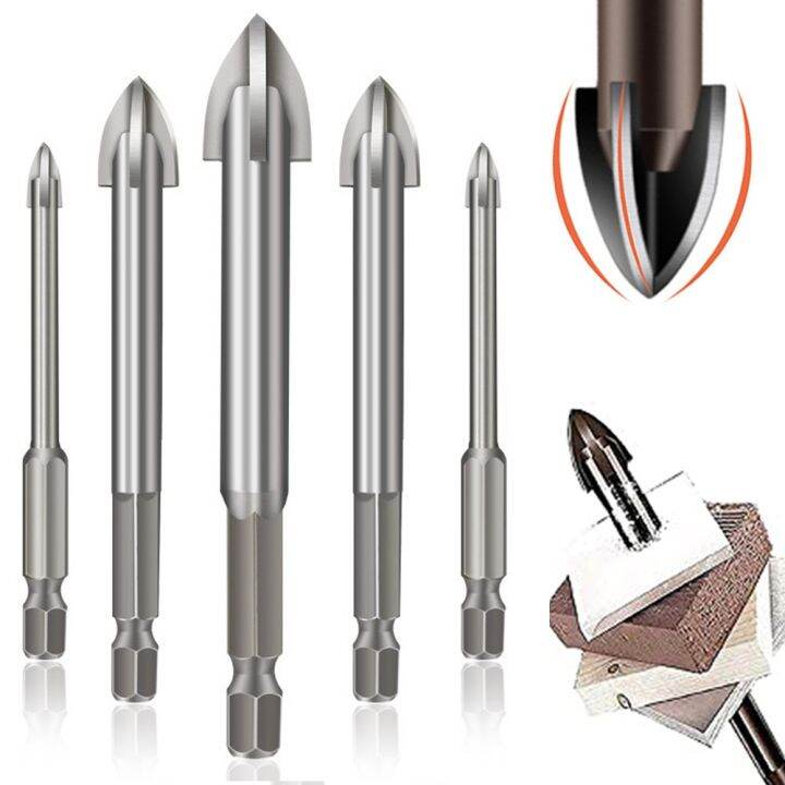 BUB 1PCS Multifunctional Hexagonal Handle Cross Drill Bit Ceramic
