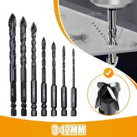 3-12mm Cross Hex Tile Drill Bit Ceramic Tile Drill Bit Set for Wooden Board Iron Wall Glass Alloy Hole Opener Triangle Bit Tool