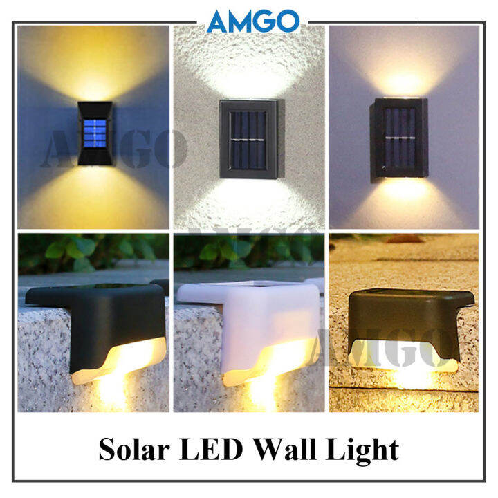 AMGO Lampu Solar Luar Rumah Led Outdoor Wall Light Waterproof Automatic ...