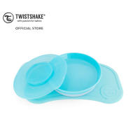 Twistshake Click-Mat &amp; Plate ชุดจานและแผ่นดูดกันลื่น มาพร้อมฝาปิดกันหก (สีฟ้า/Pastel Blue)