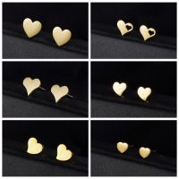 ESSFF 1Pair Small Heart Stud Earrings for Mens Womens Punk Rock Girls Stainless Steel Earring Mini Trend Jewelry Accessories