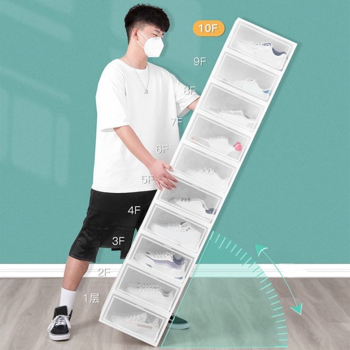 clamshell-shoe-box-stackable-sneakers-sports-shoe-organizer-drawer-case-plastic-shoebox-display-rack