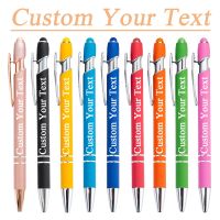 ﹊❒ 10pcs Custom Pens with Logo Engrave Text Ballpoint Pen with Stylus Tip Engraving Name Gift Pen for Student Business Office