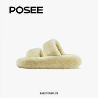 POSEE Midsummer Nights Dream Thick Sole Couple Cotton Slippers Ladies Autumn and Winter Non-slip Home Indoor Plush Slippers Women PS7106W