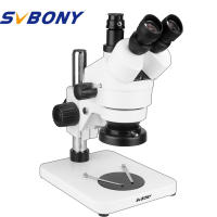 Svbony SM402 Stereo Microscope 7X-45X Professional Trinocular Zoom Microscope with LED Ring Light WF10X Eyepieces and 0.7X-4.5X Zoom Objective Lab Microscope