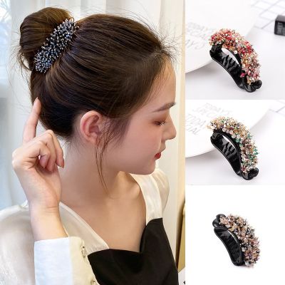 Korean handmade new hair accessories ponytail buckle fashion color crystal grab clip bridal headwear