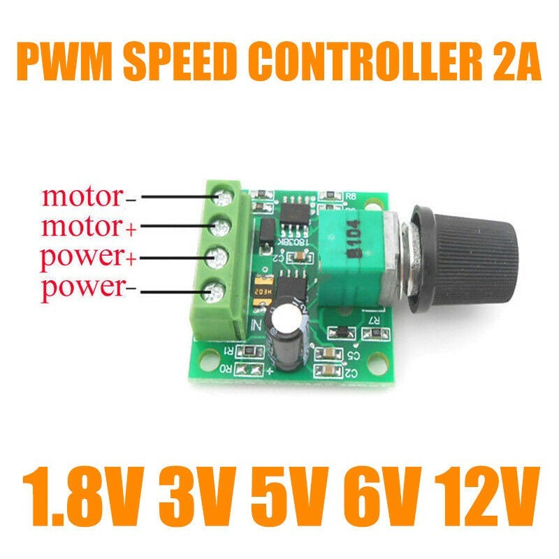 DC Motor 1.8V 3V 5V 6V 12V PWM Speed Controller 2A Potentiometer Knob Switch Set 