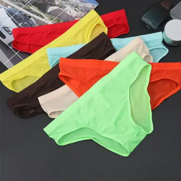 Men's Breathable Mesh Boxer Briefs Underwear in Transparent Ice Silk Fabric