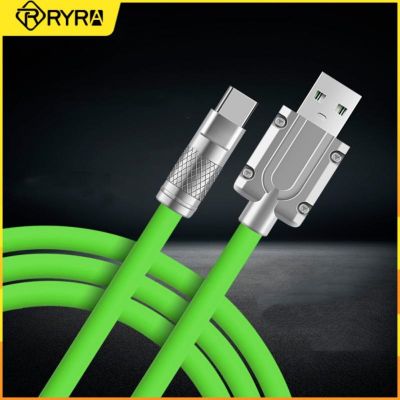 [HOT RUXMMMLHJ 566] RYRA 120W 6A ซุปเปอร์สายชาร์จแบบเร็ว1M ซิลิโคนเหลว Type-C ที่ชาร์จยูเอสบีสายเคเบิลข้อมูลโทรศัพท์สายข้อมูลสำหรับหนา