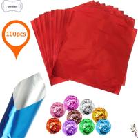 GOHILLER 100 pcs เย็บ สี เบเกอรี่ อุปกรณ์จัดงานแต่งงาน ปิดทอง อาหารดีบุก กระดาษบรรจุภัณฑ์ ลูกอมช็อกโกแลต อลูมิเนียมฟอยล์ กระดาษห่อ