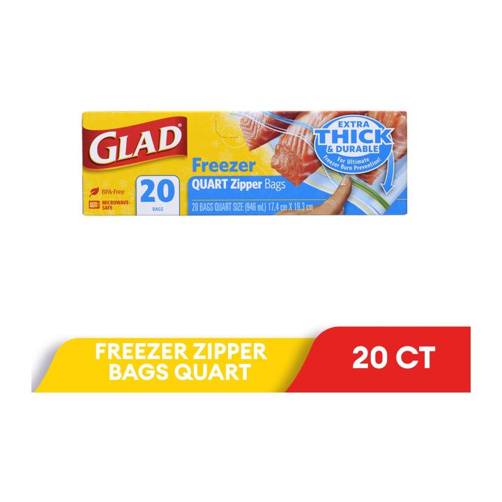 Glad Zipper Food Storage Freezer Bags, Gallon Size, 20 Count 