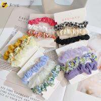 JLCWG 3pcs แฟชั่นสำหรับผู้หญิง ผ้าชีฟองเส้นด้าย scrunchies ที่มัดผม อีลาสติก ยางรัดผม แถบคาดศีรษะ อุปกรณ์เสริมผม เชือกมัดผม สำหรับผู้หญิง