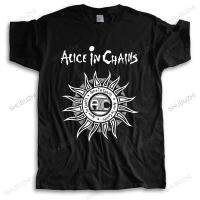 ผู้ชาย Crew คอเสื้อแฟชั่น Cotton Tshirt Alice In Chains โลโก้โลโก้ Unisex เสื้อยืดสไตล์หลวมๆเสื้อขนาดใหญ่